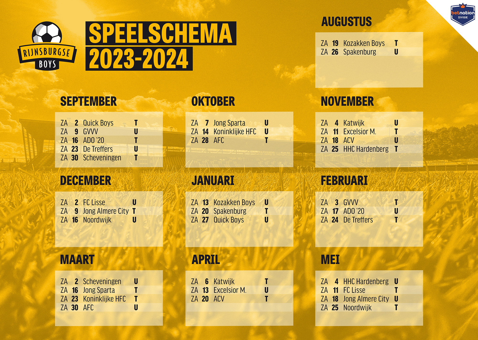 Speelschema Seizoen 2023 2024 Rijnsburgse Boys   Visual Programma 